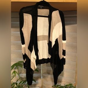 Inc black beige and white sweater cardigan 
- size s